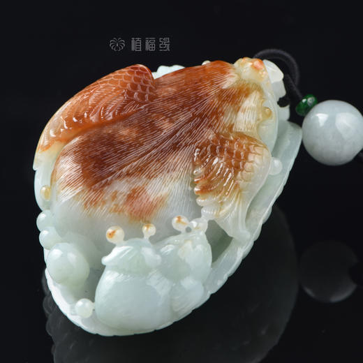 【五子登科】带皮白翡飘绿把玩件  BW301056 商品图2