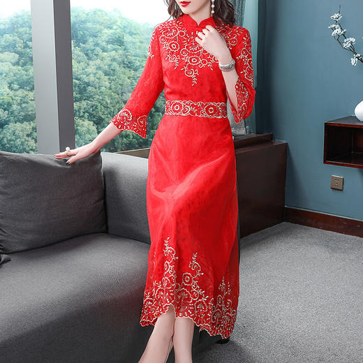 YFN-19015复古风蕾丝连衣裙TZW 商品图0