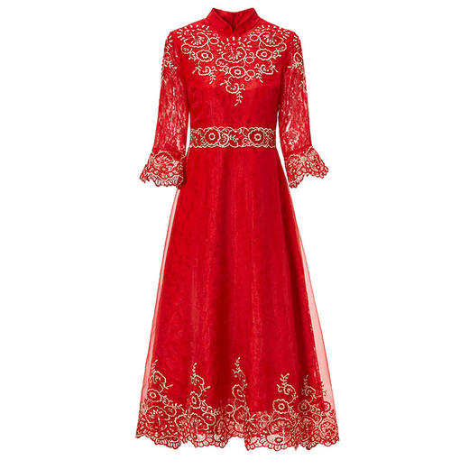 YFN-19015复古风蕾丝连衣裙TZW 商品图4