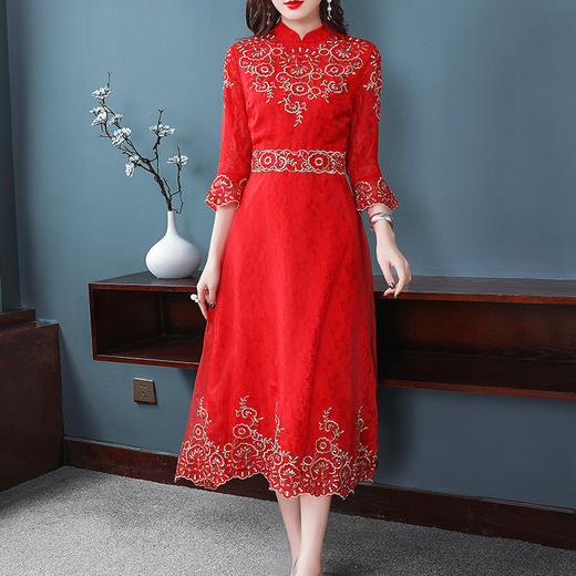 YFN-19015复古风蕾丝连衣裙TZW 商品图2