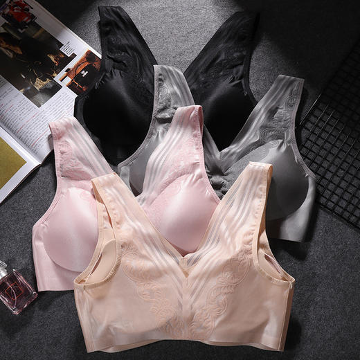 yzt-冰丝无痕网纱透气美背聚拢睡眠运动瑜伽文胸