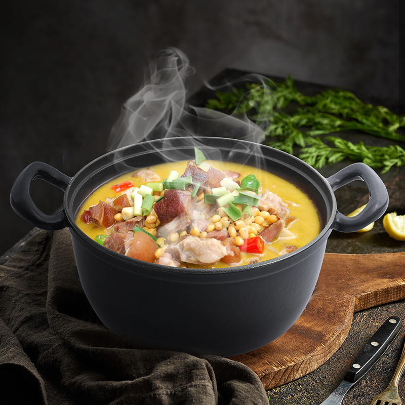 铸味 |  24cm-25cm铸铁锅珐琅双耳长柄汤锅  大耳朵珐琅汤锅家用加厚生铁锅双耳焖烧炖锅磁炉