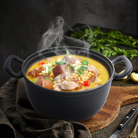 铸味 |  24cm-25cm铸铁锅珐琅双耳长柄汤锅  大耳朵珐琅汤锅家用加厚生铁锅双耳焖烧炖锅磁炉