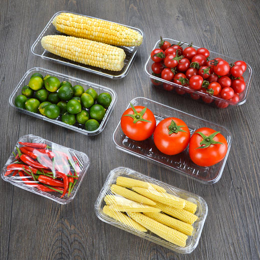 喇叭花一次性塑料托盘超市水果蔬菜包装盒透明餐盒生鲜托盘100个 商品图1