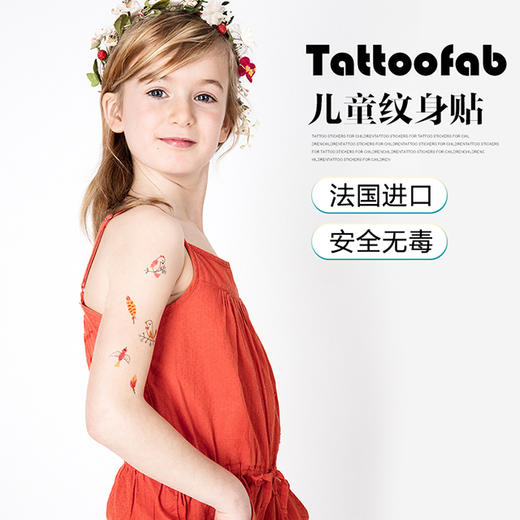 3岁法国tattoofab儿童纹身贴可水洗设计精致主题丰富大豆萃取油墨安全