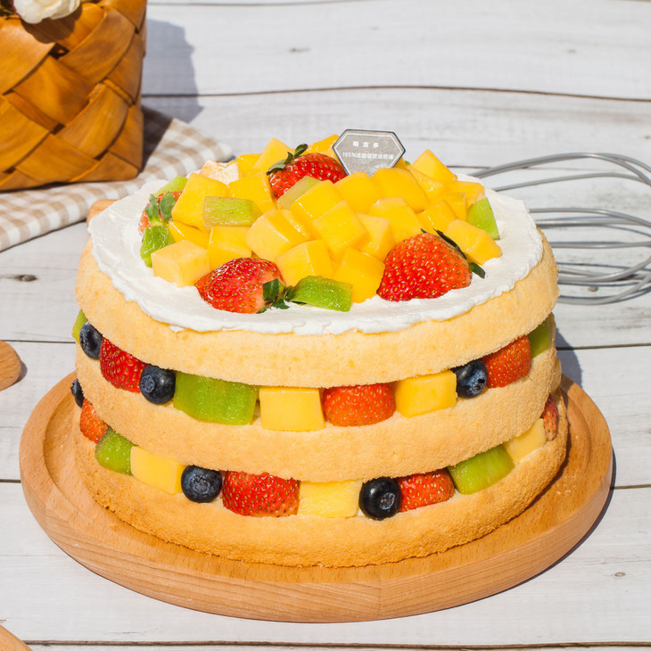 7寸1.8磅原味芒果草莓裸蛋糕-m1