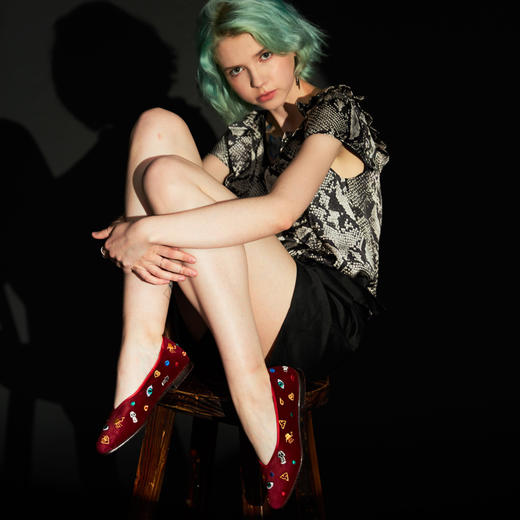 内联升女鞋手工单鞋皮底IP衍生款养家之人(眼睛)尖口布鞋YJ7259 商品图0