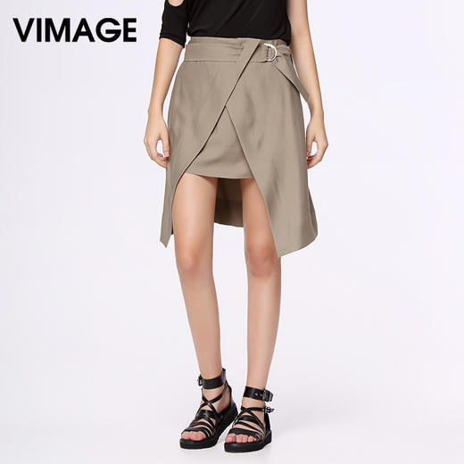 VIMAGE纬漫纪商场同款女装春夏新品系带收腰修身半裙中裙V706312 商品图0