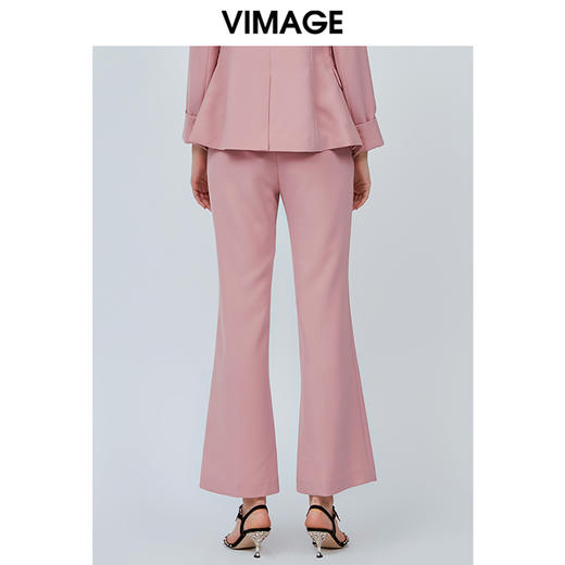 vimage纬漫纪新款春季韩版蒲粉百搭高腰垂感九分微喇裤休闲裤V1105711 商品图3