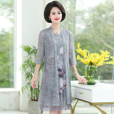 YL  GL-921 时尚妈妈夏装连衣裙宽松过膝 商品图1