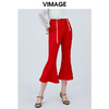 vimage纬漫纪新款夏季百搭高腰显瘦洋气九分裤微喇裤休闲裤女V1105709 商品缩略图5