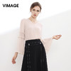 VIMAGE纬漫纪秋季女装拼接花边喇叭袖宽松修身雪纺衫上衣V913514 商品缩略图0