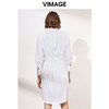 VIMAGE纬漫纪新款白色不规则裙摆方领法式长袖时尚连衣裙女春V1107711 商品缩略图3