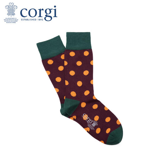 英国CORGI·春夏新款男士时尚波点轻棉中筒袜进口休闲运动袜子 商品图0
