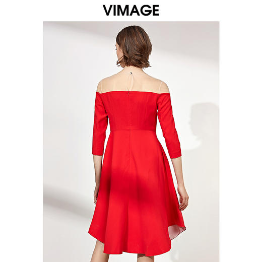 VIMAGE纬漫纪品牌女装春季时尚气质露肩宴会礼服女连衣裙V1077608 商品图3