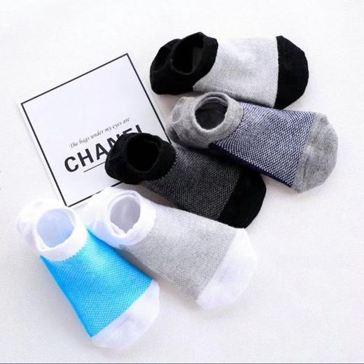 【5双装】夏季棉质硅胶透气男士隐形船袜 吸汗防臭棉网袜 商品图1