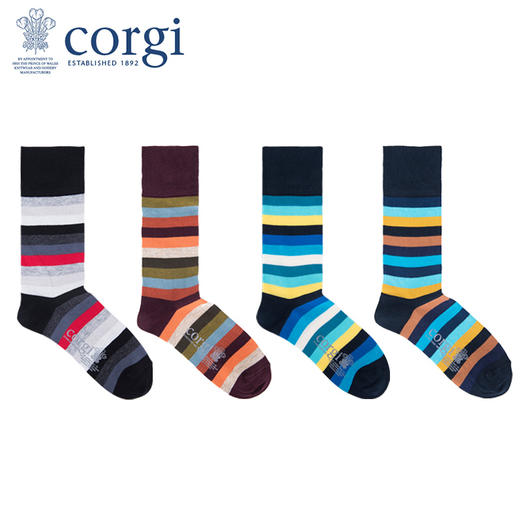 英国CORGI·女款轻棉长袜欧美街头潮袜时尚长筒高筒条纹袜子 商品图1