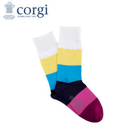 英国CORGI·秋冬季男款同款时尚轻棉条纹袜休闲运动袜透气中筒袜长袜