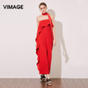 VIMAGE纬漫纪夏季女装个性时尚裹胸荷叶边连衣裤连体裤夏V977504 商品缩略图0