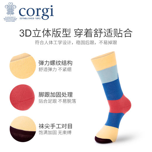 英国CORGI·秋冬季男女同款轻棉长袜中筒袜休闲运动条纹袜子 商品图2