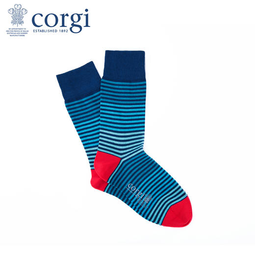 英国CORGI·秋冬季男女同款新款轻棉袜时尚细条纹中筒袜商务精英袜子 商品图0