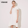 VIMAGE纬漫纪夏季新款女装V领通勤A字高腰短袖连衣裙中长裙子V707390 商品缩略图0