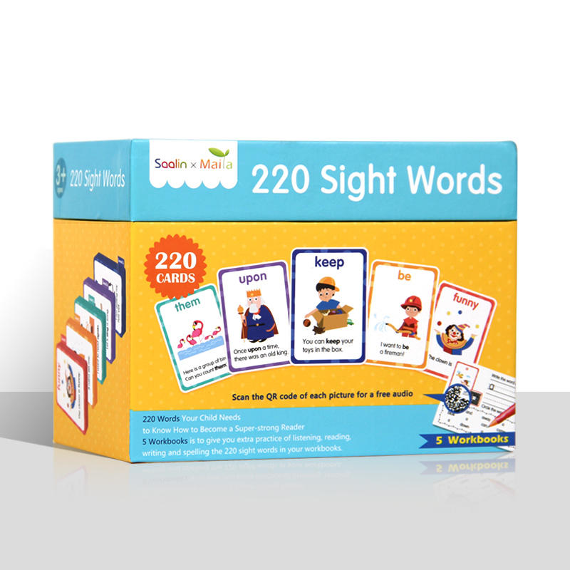 盖世童书【点读版】sight words 莎林220个高频单词卡+5本互动练习册礼盒套装