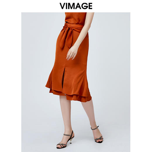 vimage纬漫纪优雅百搭半身裙中长款适合胯大腿粗的裙子夏V1106712 商品图1