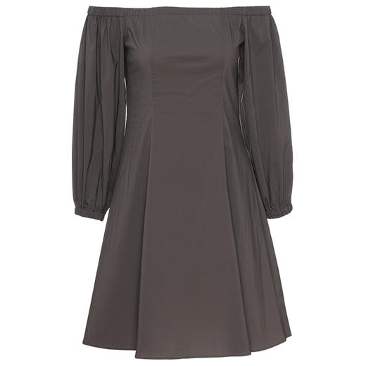 vimage纬漫纪街头雾灰色露肩一字领高腰宽松时尚连衣裙潮v1107708