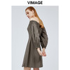 vimage纬漫纪街头雾灰色露肩一字领高腰宽松时尚连衣裙潮V1107708 商品缩略图1