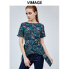 vimage纬漫纪设计师品牌雪纺上衣女夏花色百搭短袖雪纺衫V1113715 商品缩略图2