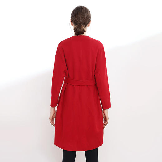 VIMAGE纬漫纪秋季九分袖V领羊毛毛呢外套中长款呢大衣女V914504 商品图4