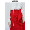 vimage纬漫纪夏季日式工装裙时尚百搭红色半身裙女高腰V1106705 商品缩略图2