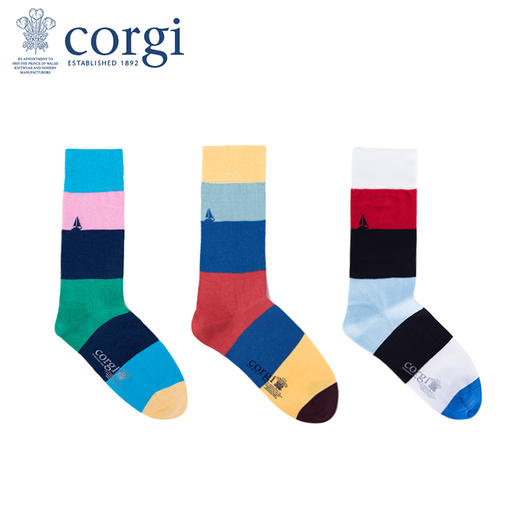 英国CORGI·秋冬季男女同款轻棉长袜中筒袜休闲运动条纹袜子 商品图1