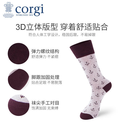 英国CORGI·夏季新款男士轻棉薄款中筒袜时尚休闲运动袜子 商品图2