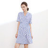 VIMAGE纬漫纪早秋海军领抽绳收腰简约条纹短袖连衣裙中裙V907553 商品缩略图2