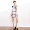 VIMAGE纬漫纪早秋斜领吊带露肩荷叶边短款连衣裙一步裙女V907544 商品缩略图1