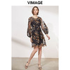 VIMAGE纬漫纪春装款女高腰长袖网纱蕾丝很仙的法国小众连衣裙V1107703 商品缩略图1