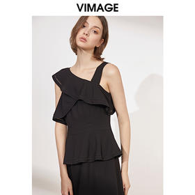 VIMAGE纬漫纪春季优雅斜肩礼服收腰显瘦连衣裙V1077602