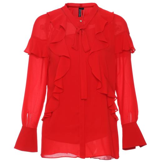 vimage纬漫纪雪纺衬衫女设计感小众红色衬衣女新款长袖上衣V1109712 商品图4