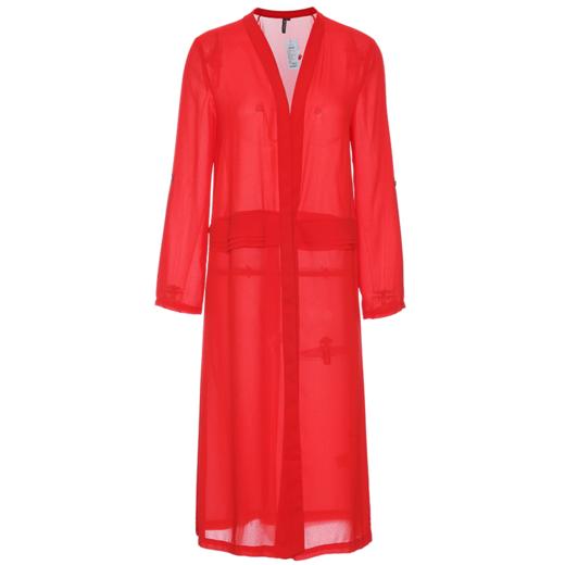 vimage纬漫纪设计师品牌红色薄款风衣女中长款防晒服外套V1104705 商品图4