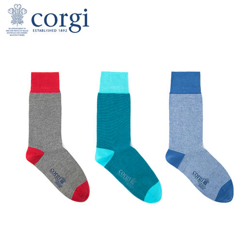 英国CORGI·秋冬季男女同款新款轻棉条纹袜商务精英袜子透气中筒袜 商品图1