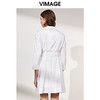 VIMAGE纬漫纪春季金属扣门襟收腰气质韩版衬衫白色连衣裙V1107707 商品缩略图3