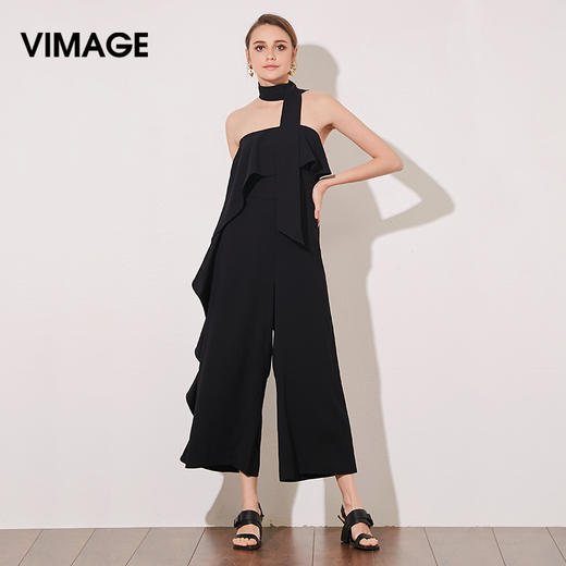 VIMAGE纬漫纪夏季女装个性时尚裹胸荷叶边连衣裤连体裤夏V977504 商品图1