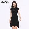 VIMAGE纬漫纪夏新款女装弹力高腰修身显瘦针织连衣裙 短袖V701306 商品缩略图0