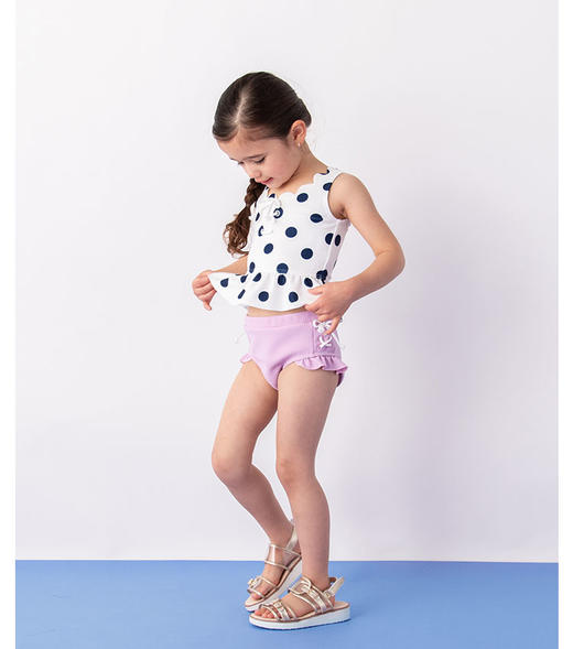 petitmain童装女童分体泳衣2019新品夏季波点图案儿童分体泳衣