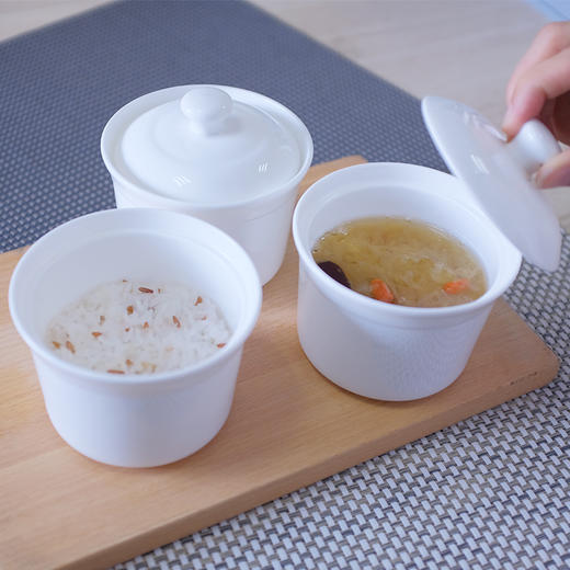 美善品用骨瓷炖盅燕窝排骨蛋米饭炖盅陶瓷纯白带盖 商品图6