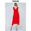 vimage纬漫纪法式洋装露肩晚小礼服裙后背深V红色连衣裙V1177704 商品缩略图3