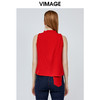 vimage纬漫纪夏季设计感小众轻熟气质无袖红色雪纺上衣女V1113707 商品缩略图3