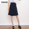 VIMAGE纬漫纪品牌女装秋款大码休闲半身裙女高腰英伦系带中裙V906506 商品缩略图1